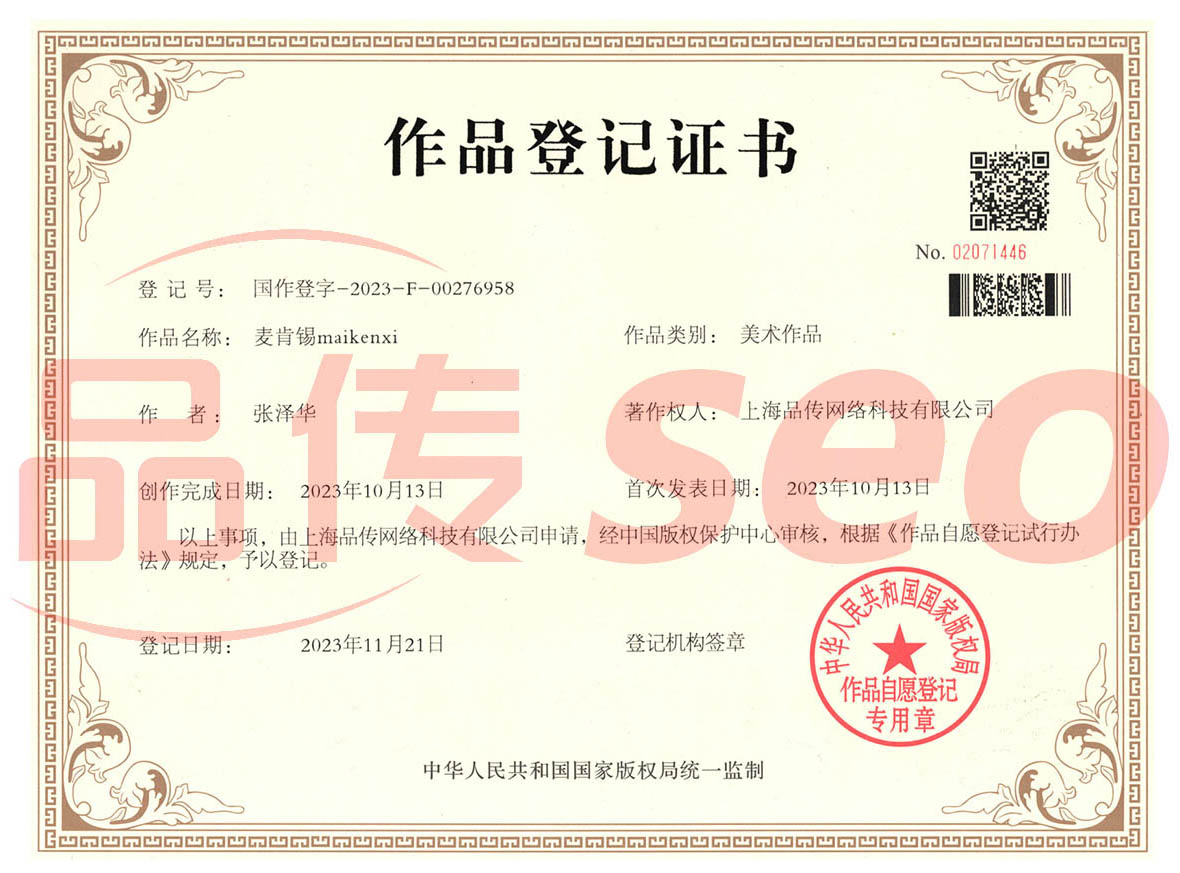 麦肯锡版权登记证书